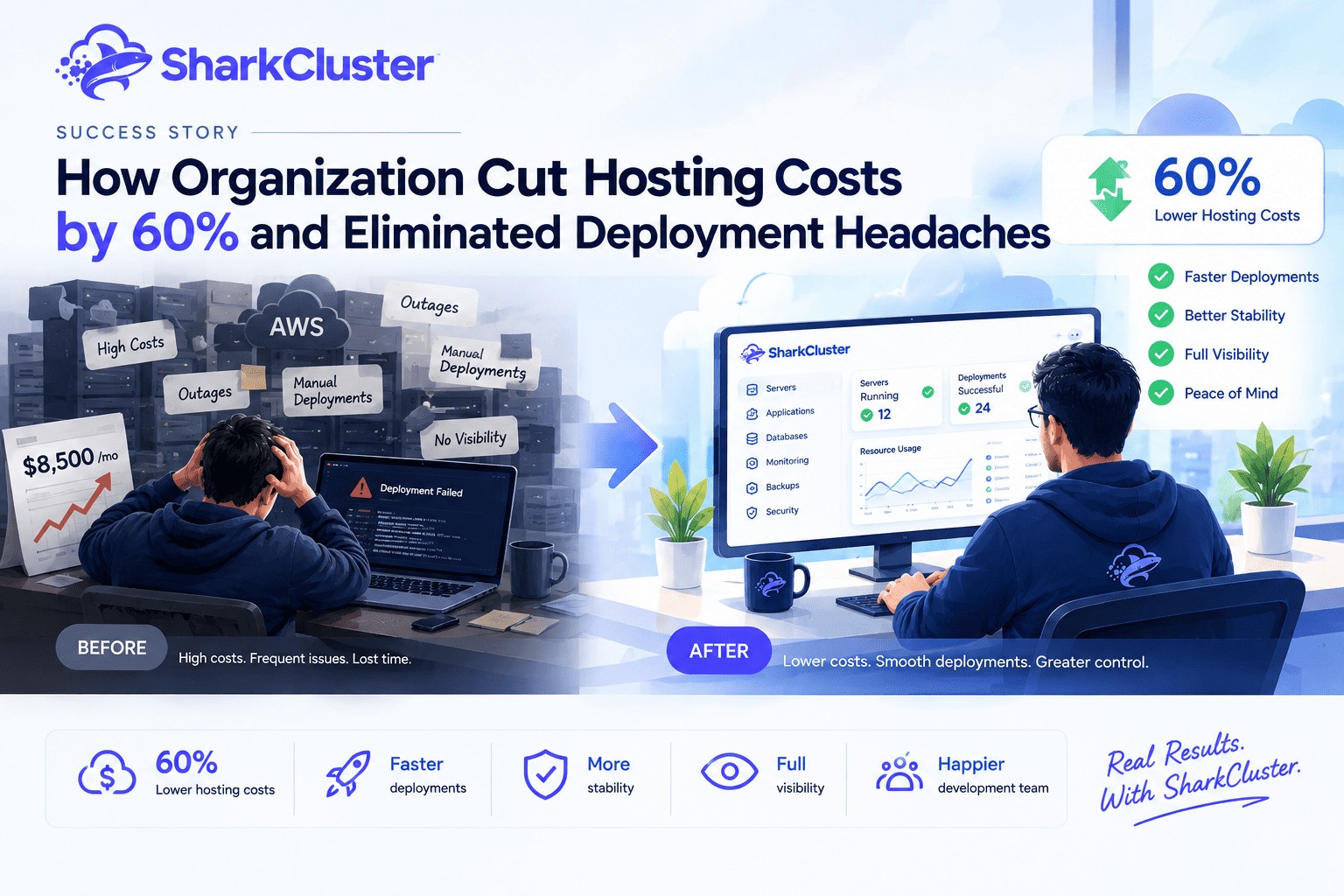 sharkcluster-success-story-how-organization-cut-hosting-costs-by-60-and-eliminated-deployment-headaches